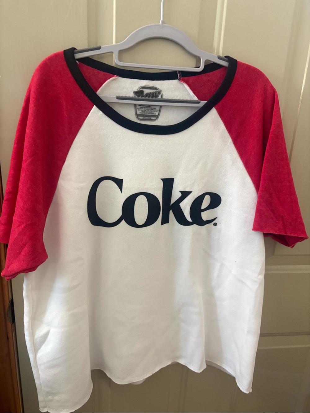 Coke Graphic Raglan Tee in White and Red